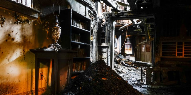 fire damaged Oklahoma house